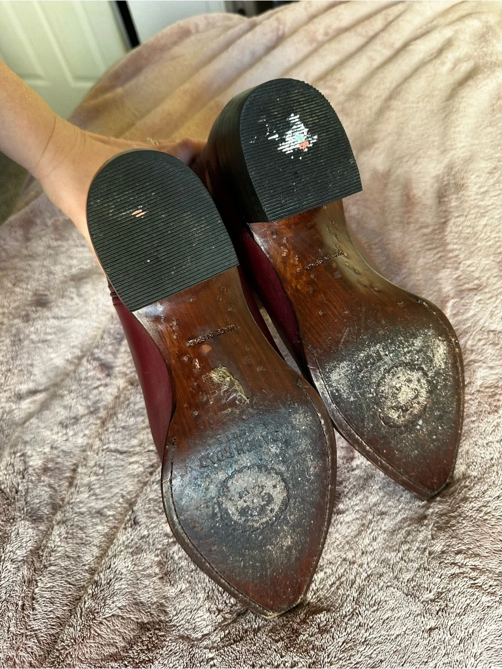 Presidio Short Ranch Road star women's cowboy boots size 9.5 burgundy wine color